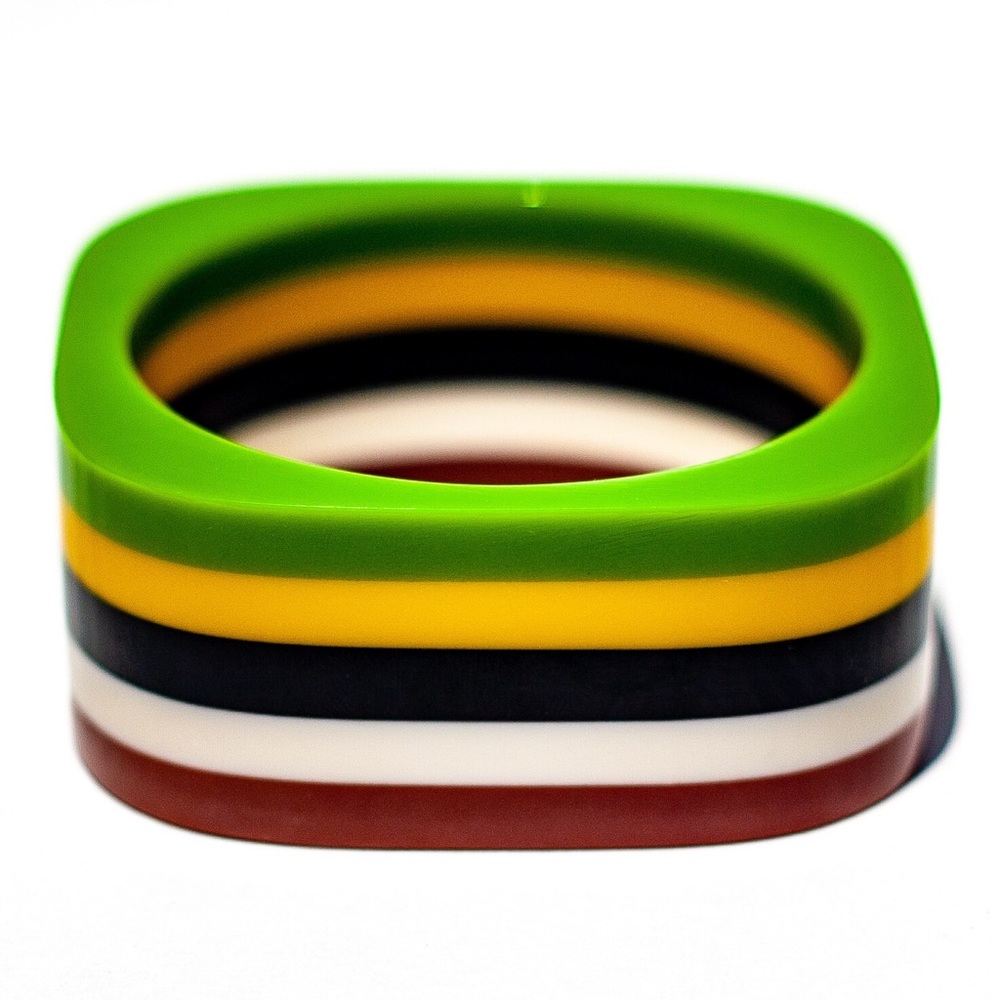 HANDMADE Mod Vntg Repr Square Chunky Bangle—1left!